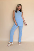 olivaceous blue ribbed pant