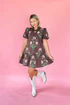 entro brown and pink floral mini