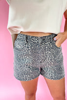 wishlist leopard denim shorts