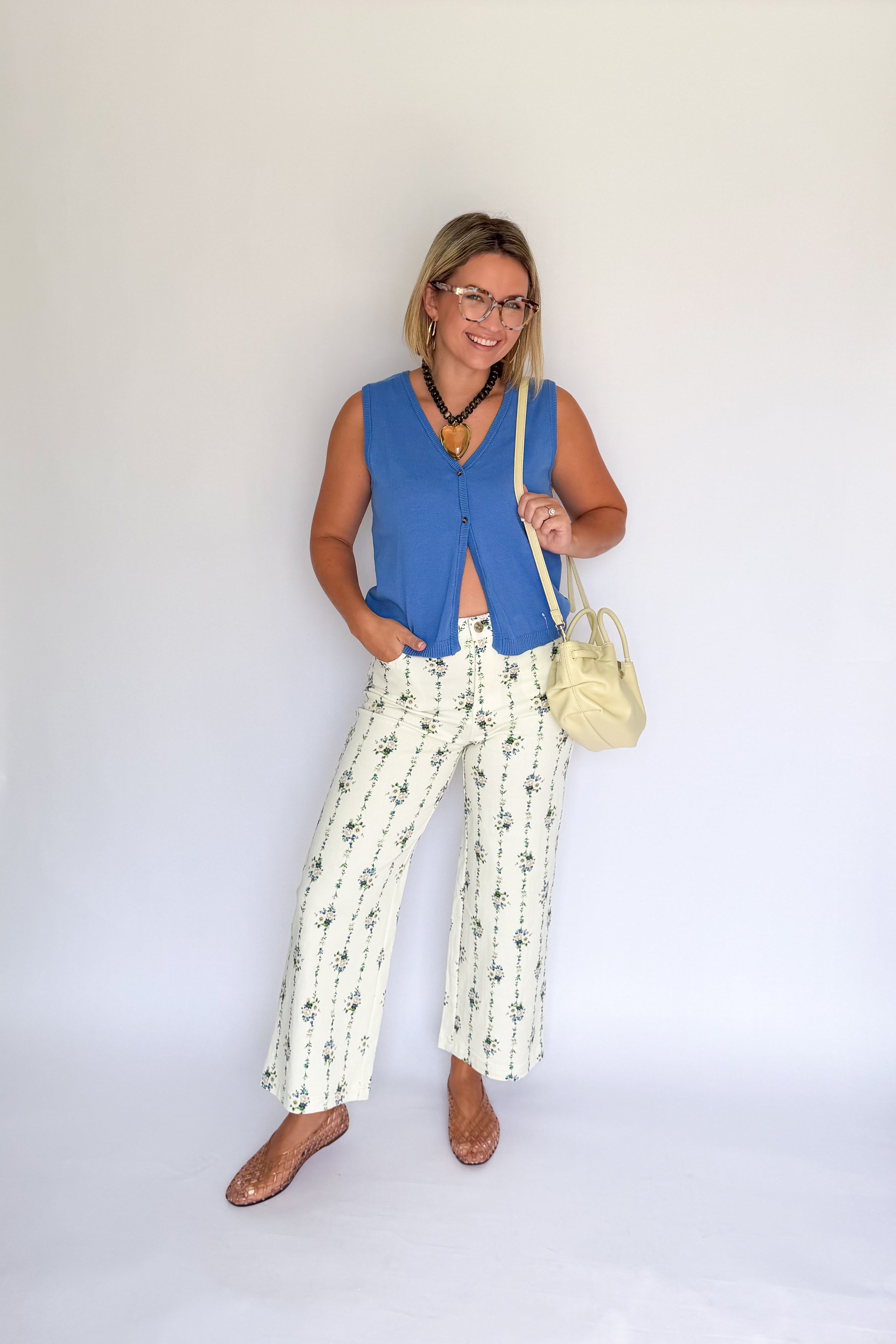 entro ivory floral pants
