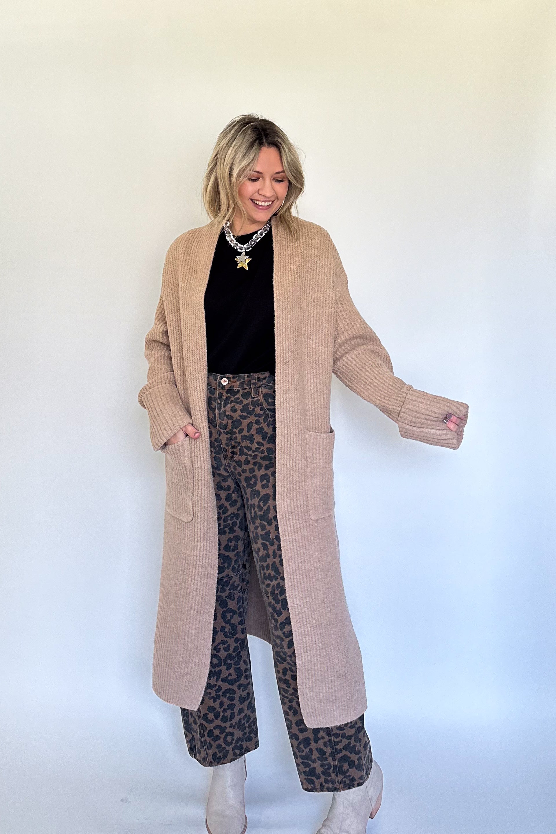 wishlist tan duster cardigan