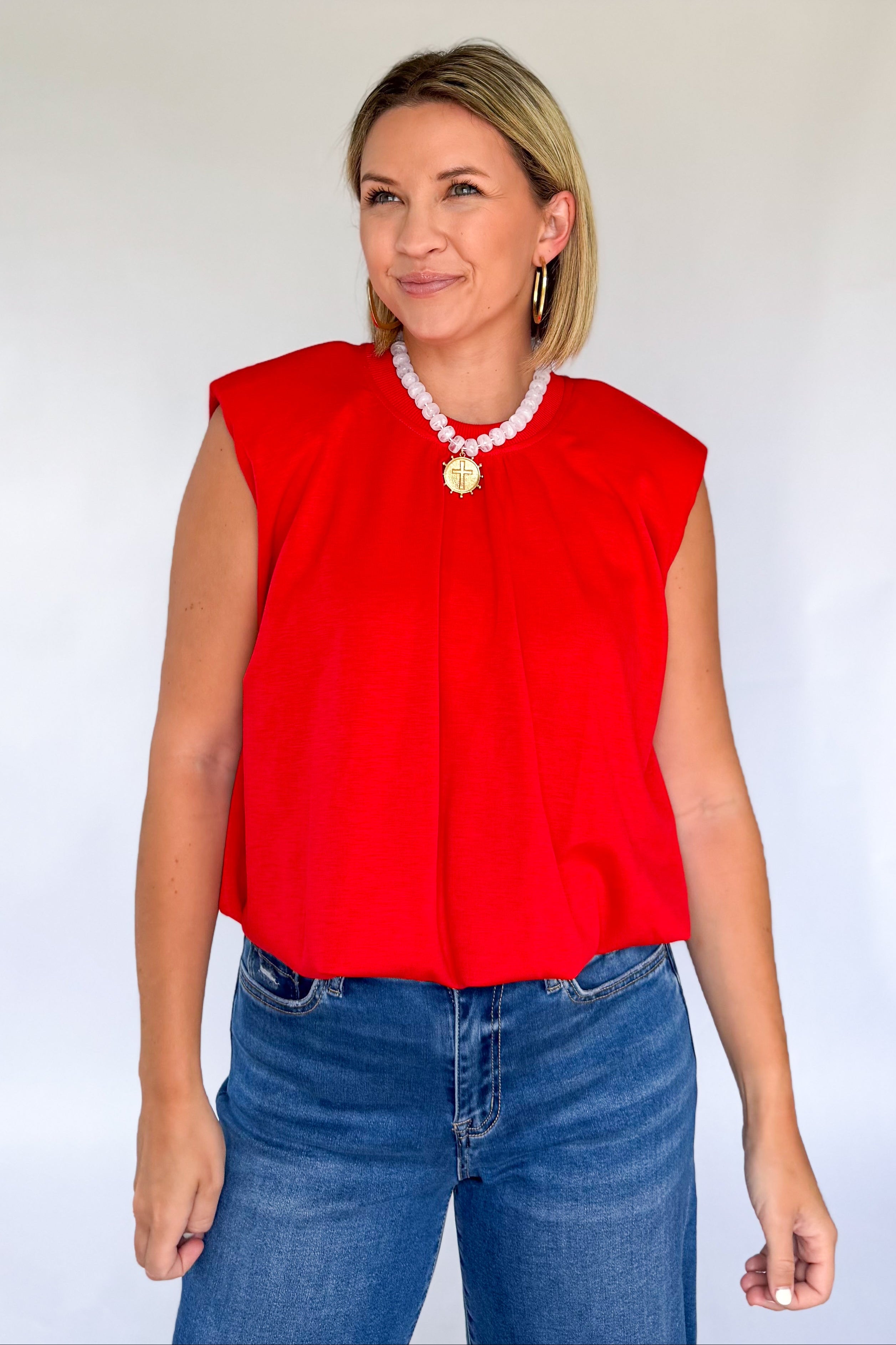 entro red scuba material bubble top