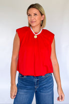 entro red scuba material bubble top