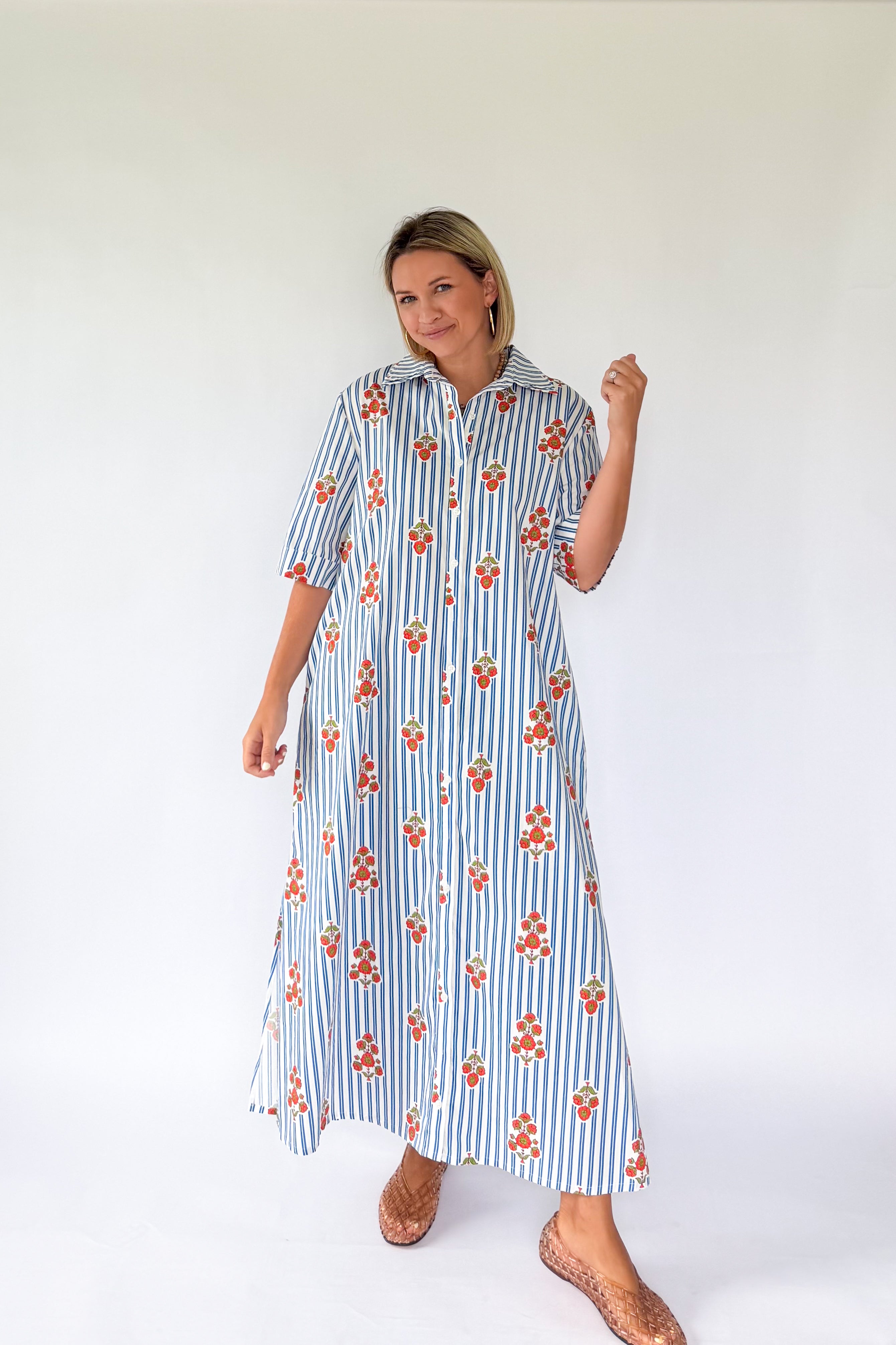 Stripe Floral Maxi Dress By Karlie