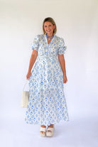 entro blue & white maxi dress