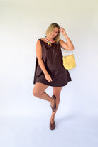 olivaceous brown mini dress