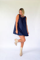 olivaceous navy mini dress