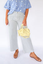 Stripe High Rise Patch Pocket Wide Leg Pant by Vervet