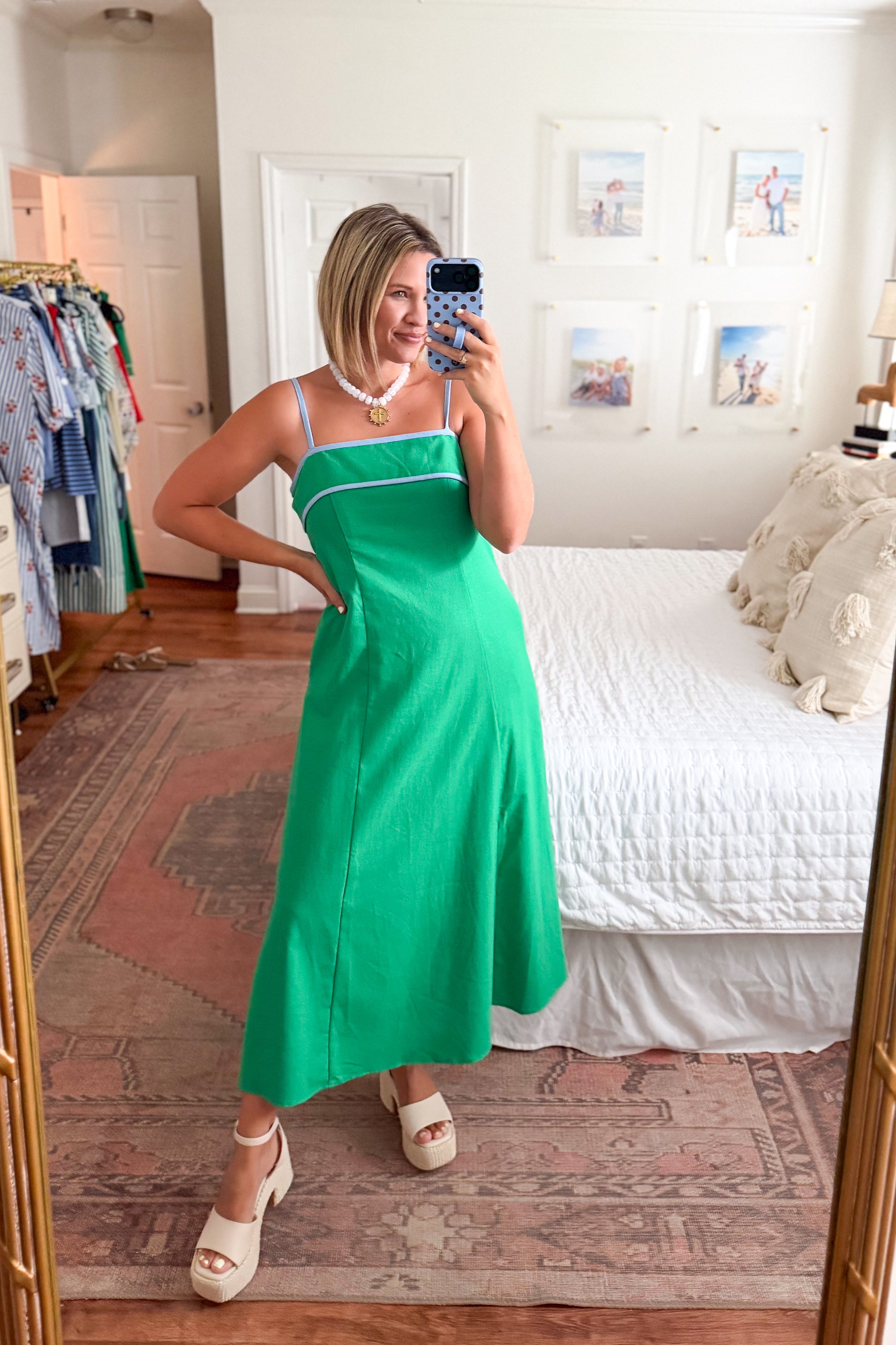 entro Kelly green maxi dress