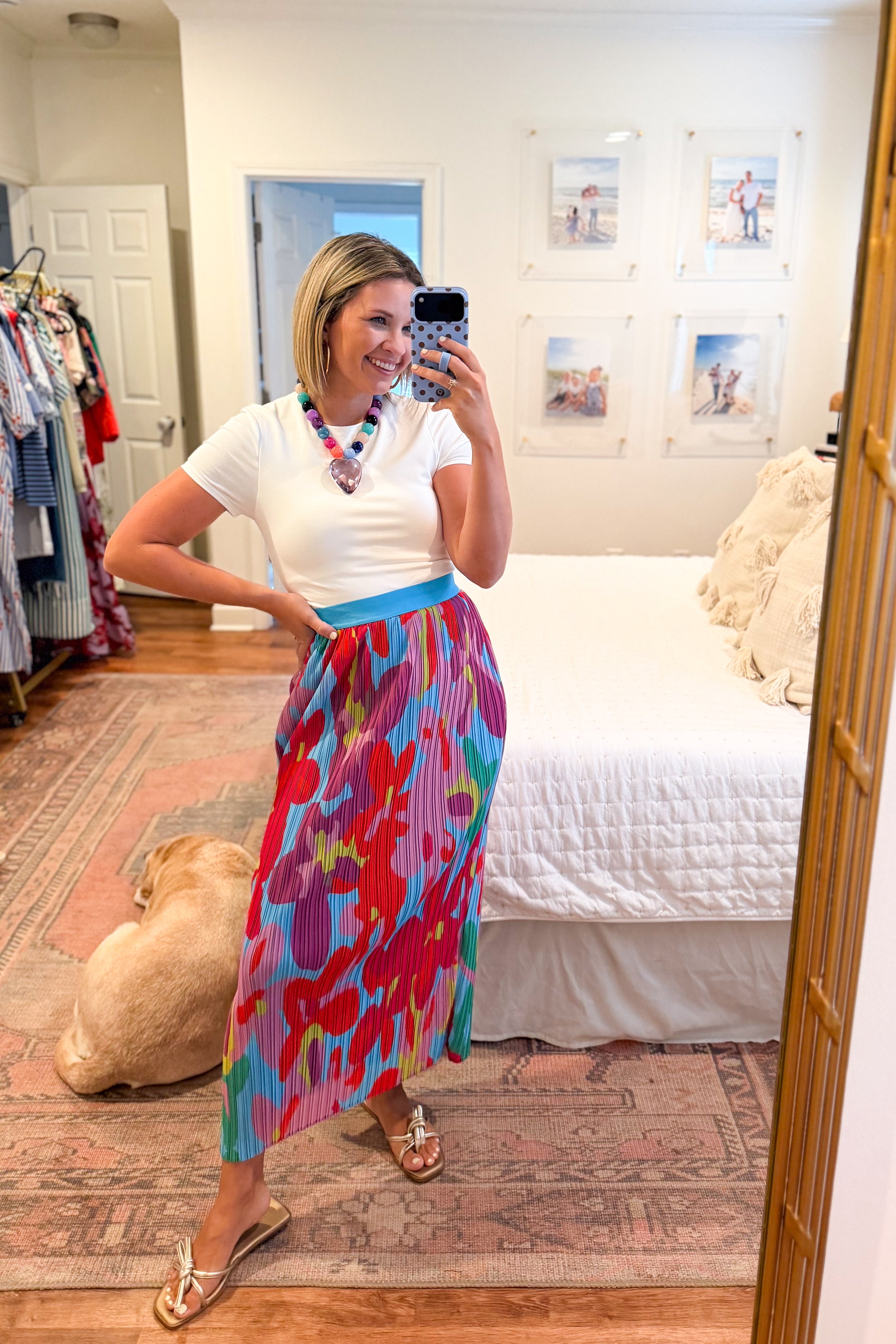 Big Floral Pleat Floral Maxi Skirt By Karlie