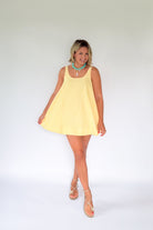 olivaceous yellow stripe mini dress
