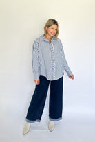 NAVY & BLUE STRIPE BUTTON DOWN