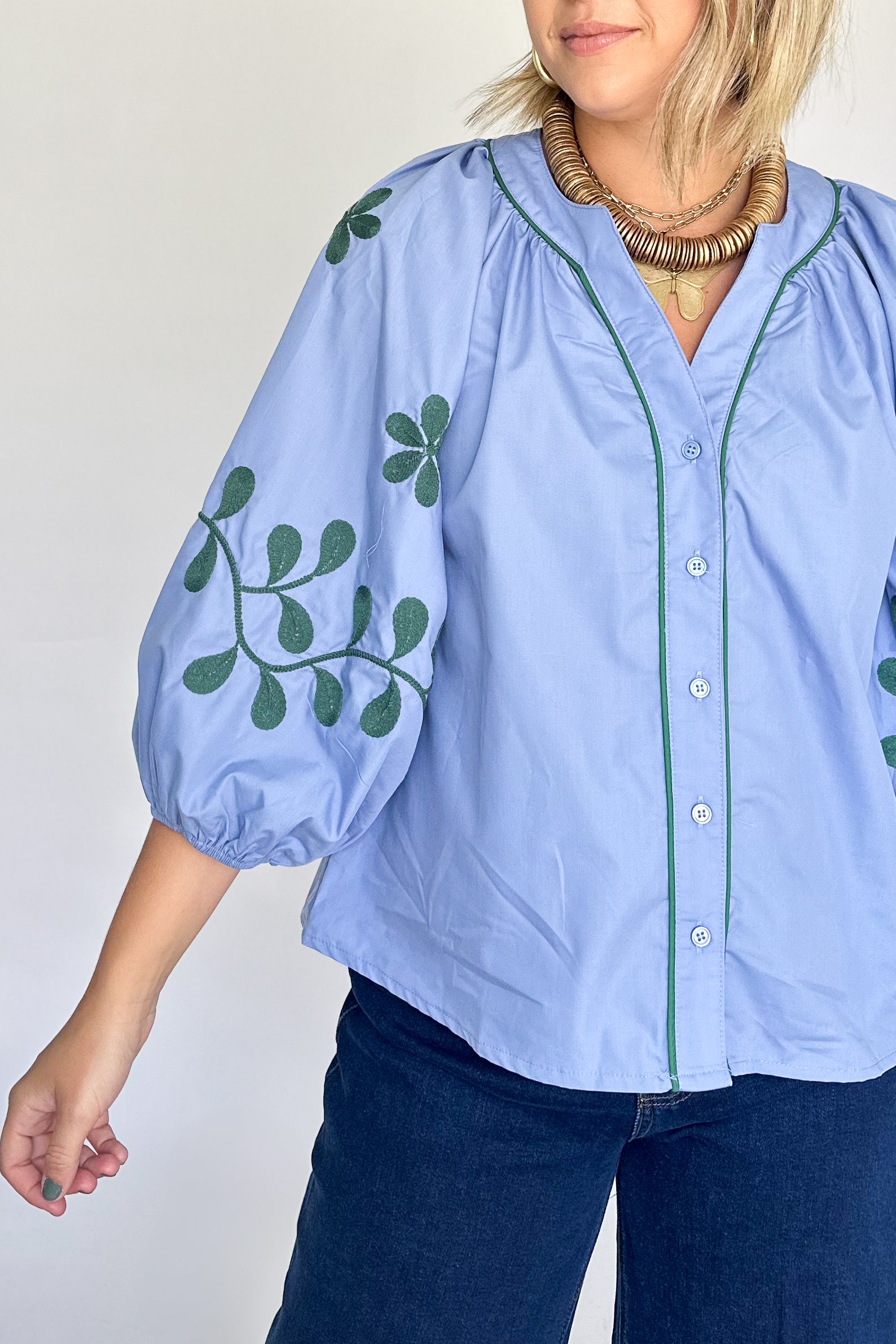 entro blue & green vine top