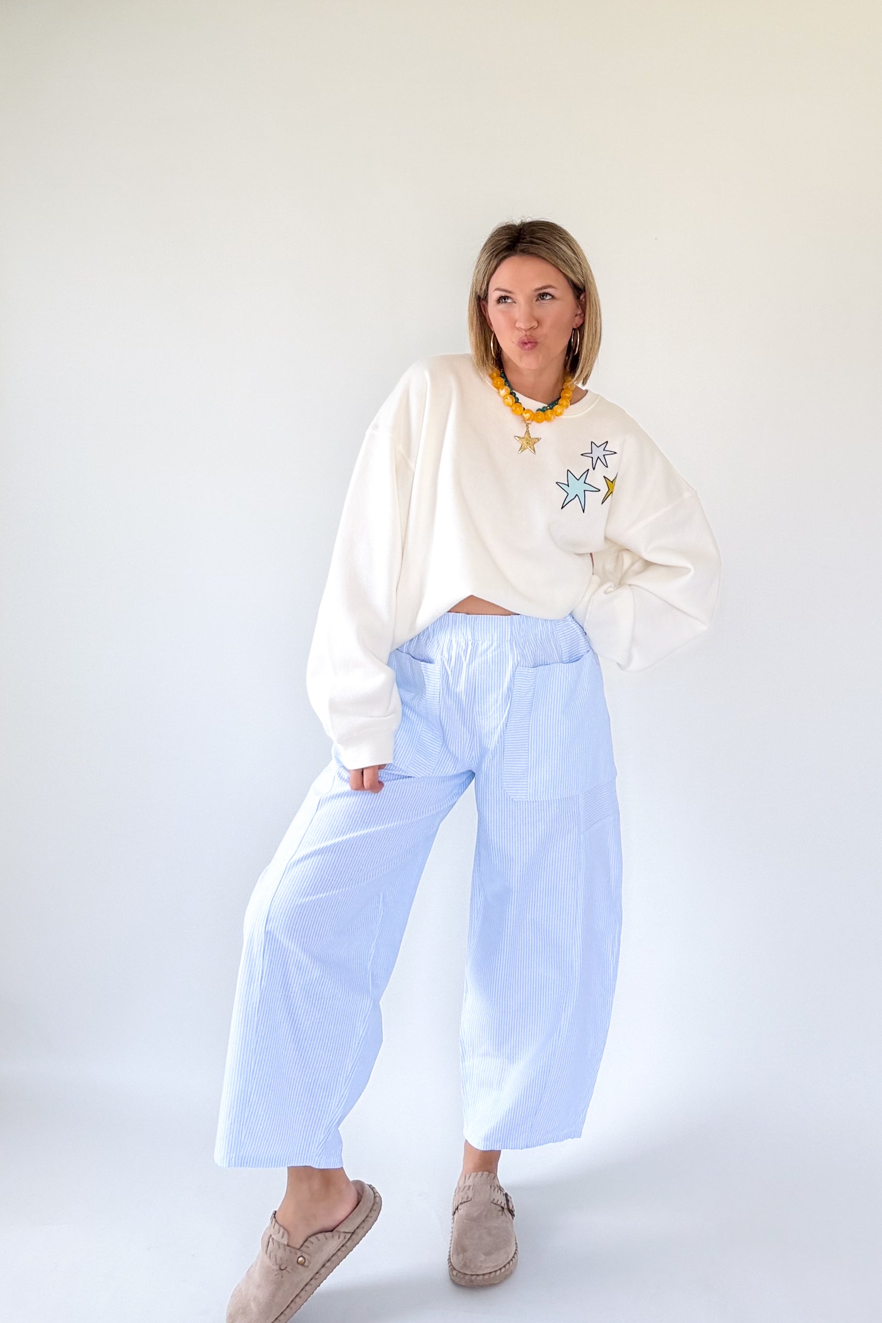peach love California barrel linen pant