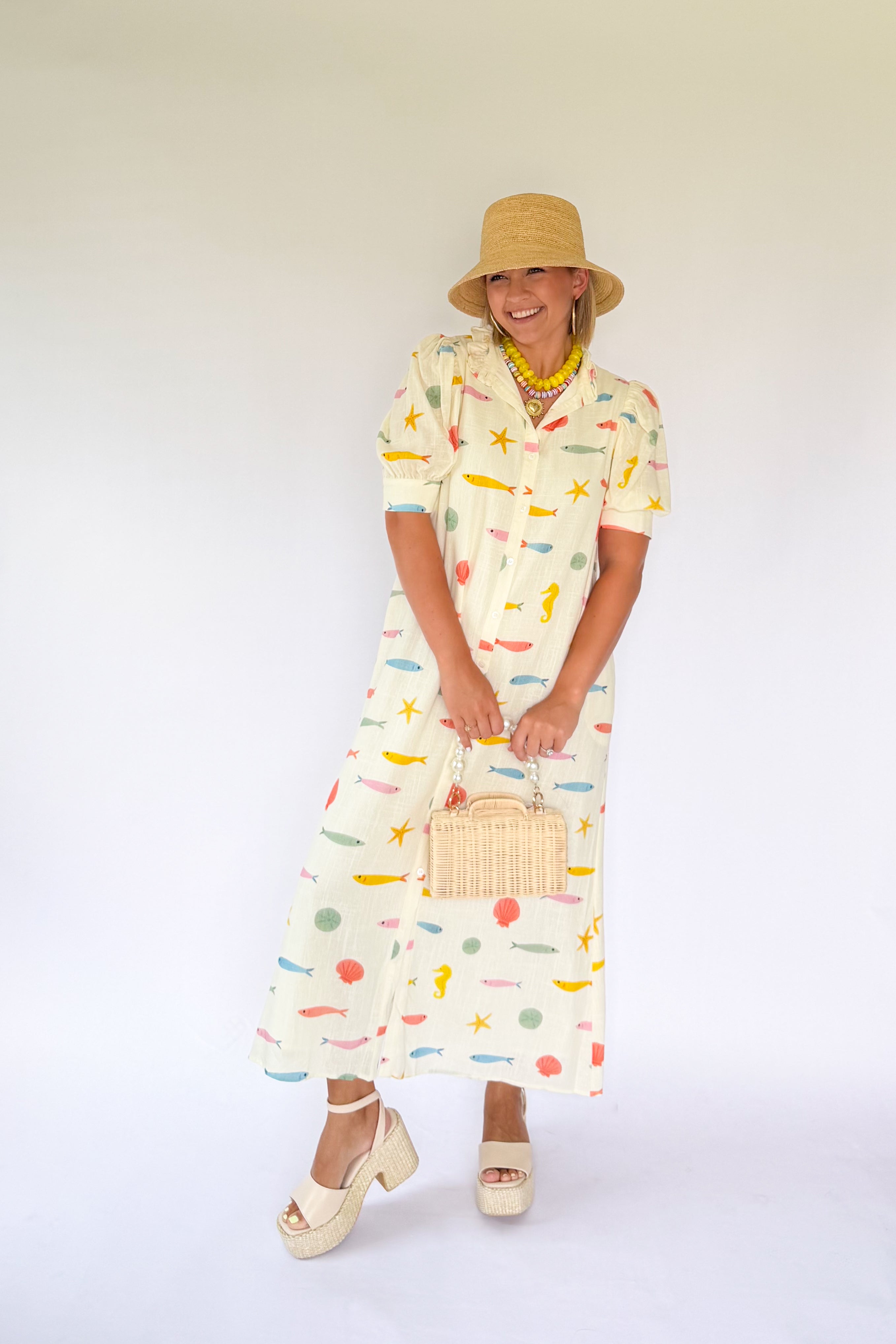 goldie ruffle neck long dress Zimmermann Goldie Ruffle Neck Long Dress in Citrus Floral