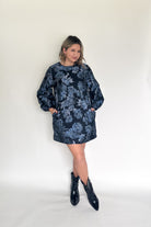 entro jacquard blue mini dress