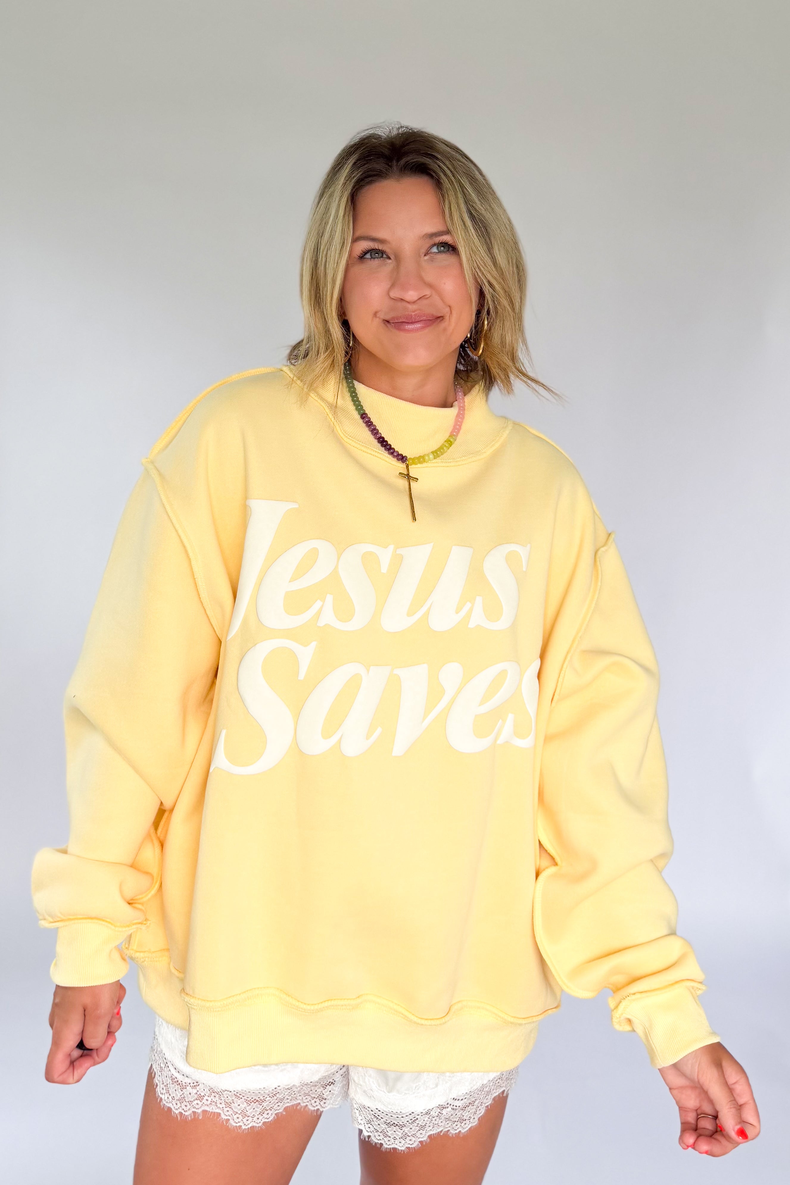 Bucketlist Jesus saves mock neck sweatshirt