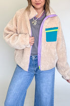 Color Block Retro Fleece Jacket By Karlie