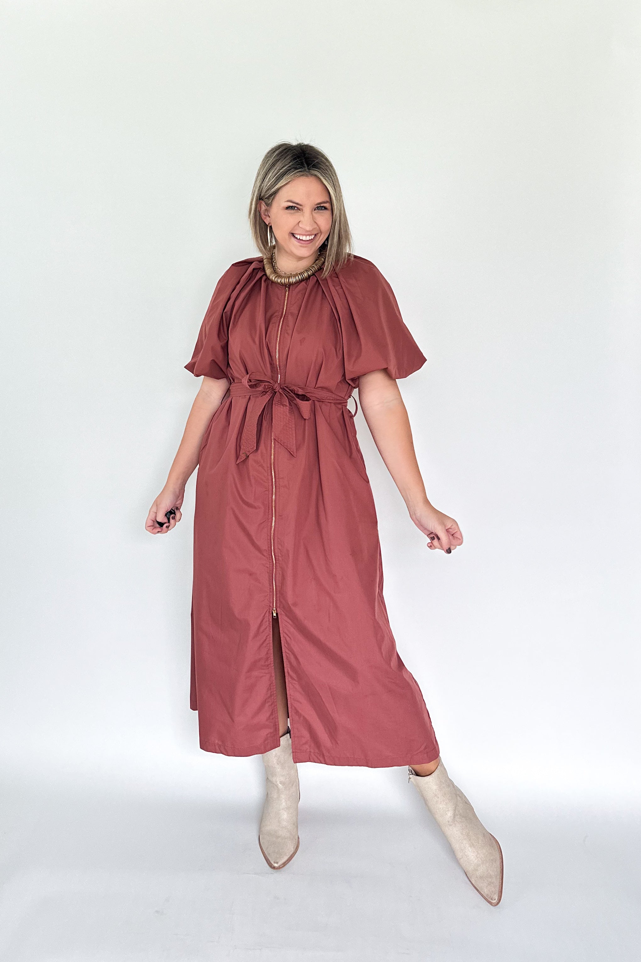 entro clay zip up maxi dress