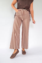 entro pink and brown stripe wide leg pant