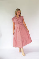 entro pink & brown stripe  tie maxi dress