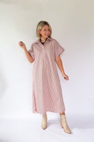 entro pink and brown stripe maxi
