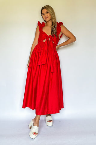mable red maxi dress