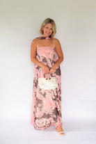 tcec brown and pink maxi dress with shash