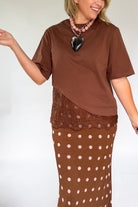 olivaceous brown lace tee