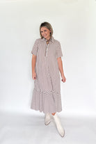 entro taupe & ivory stripe maxi