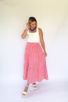 Entro red and white gingham maxi skirt