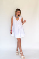olivaceous white scoop neck mini dress