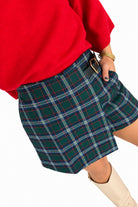 entro green tartan plaid skort