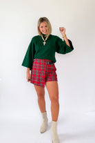 entro red tartan plaid skort