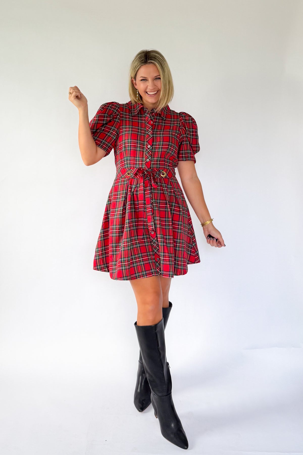 entro tartan plaid red mini dress