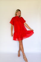 entro red tulle mini dress