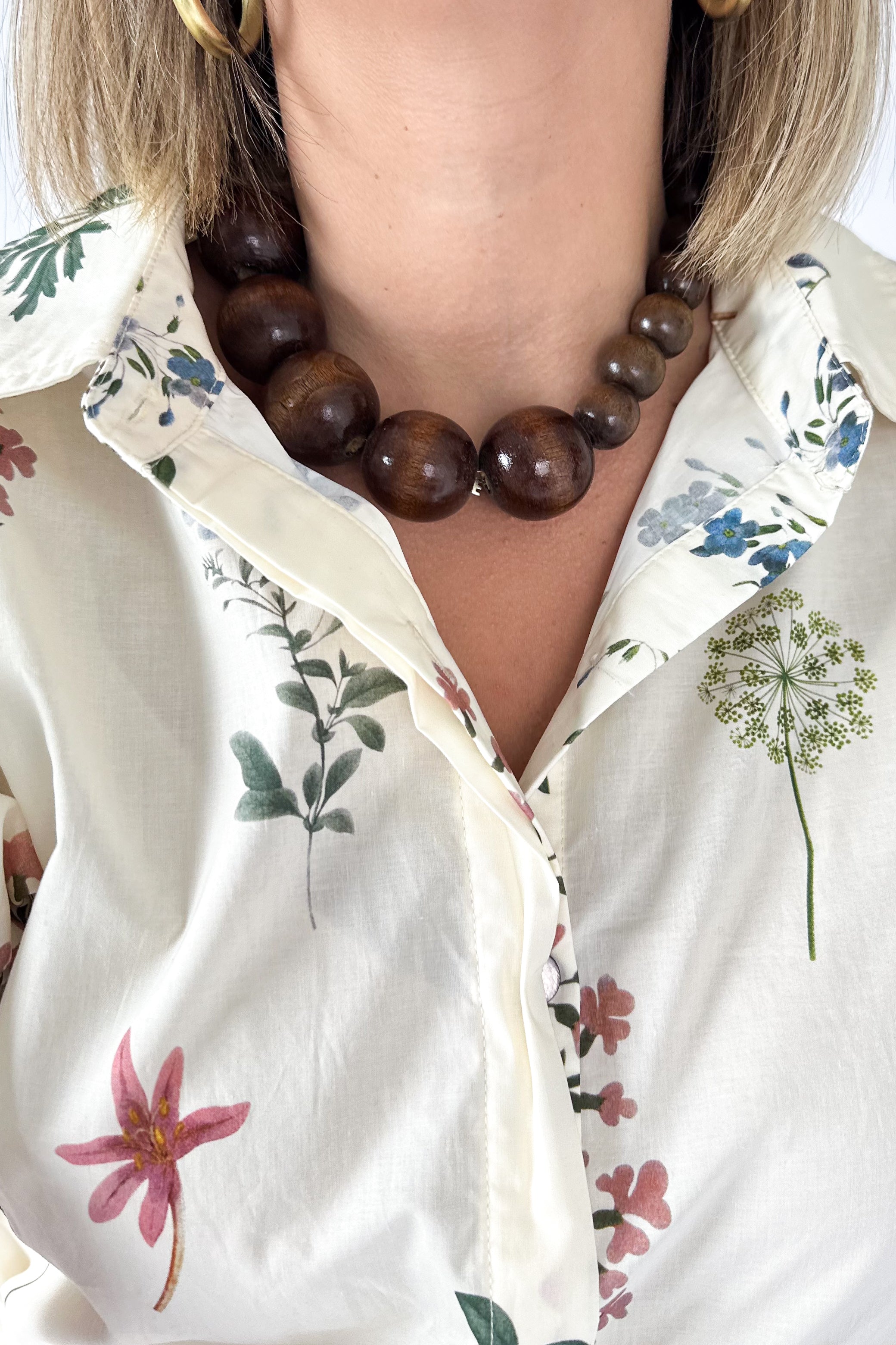 Large Wood Bead Ball Necklace