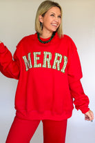 BUCKETLIST MERRY GINGHAM MOCKNECK RED SWEATSHIRT