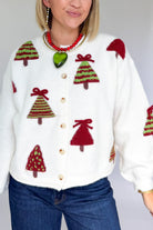 entro cardigan with christmas trees