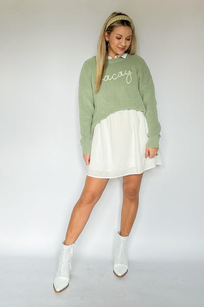 Let's Vacay Sweater | Sage