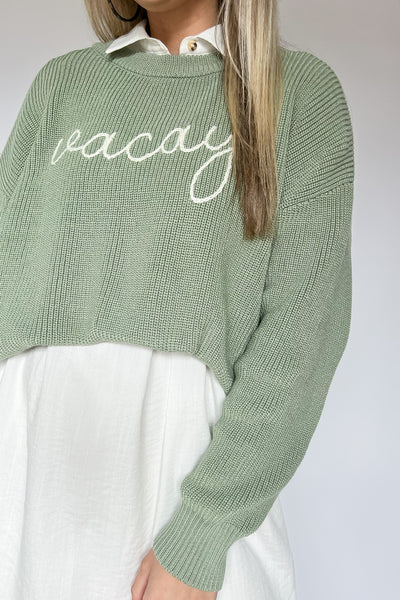 Let's Vacay Sweater | Sage