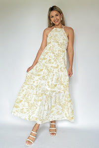 entro yellow & white maxi dress